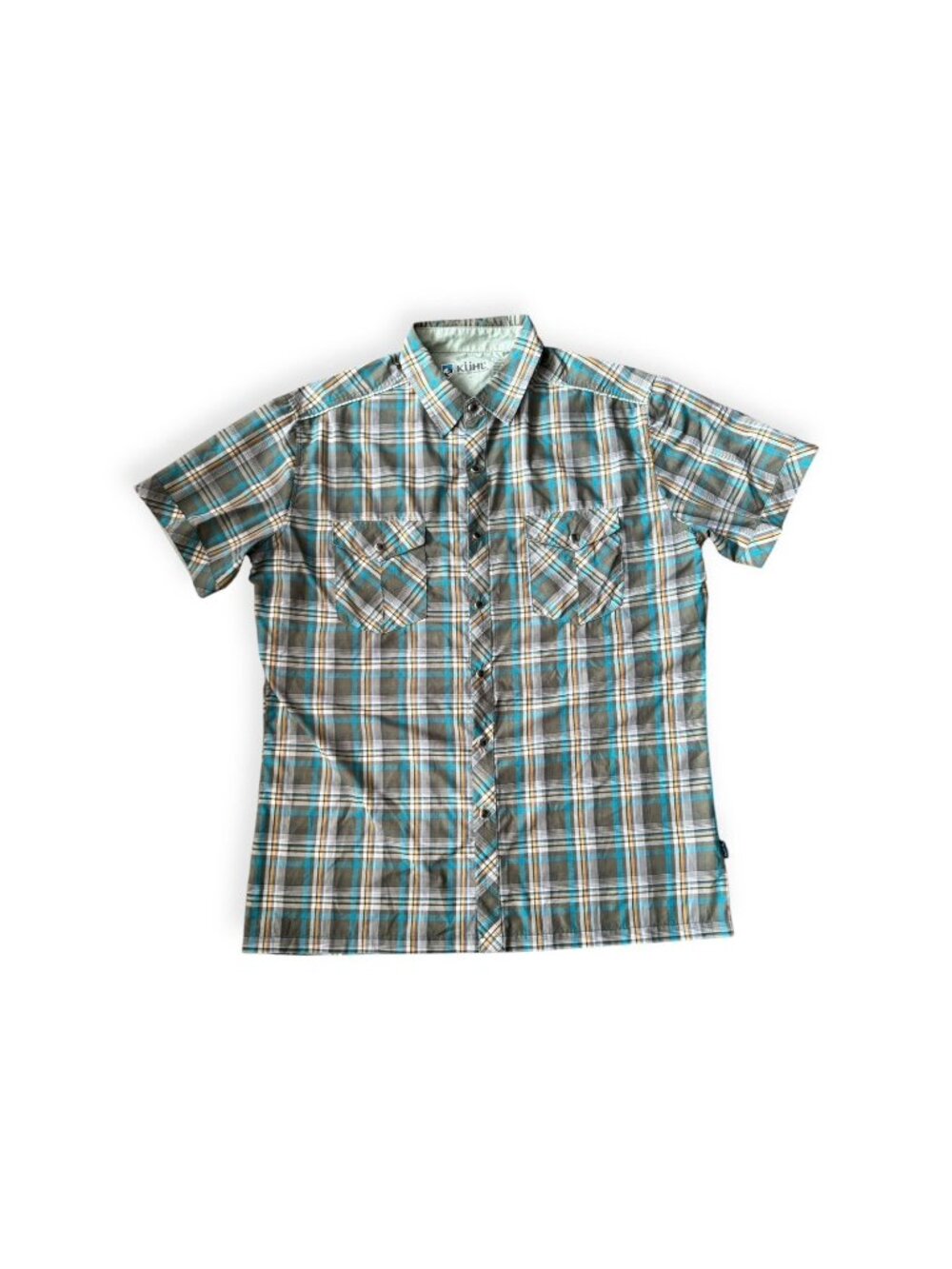 Kuhl Shirt Men's L Outdoors Western Pearl Snap Eluxur Plaid Flap Pockets Hiking
